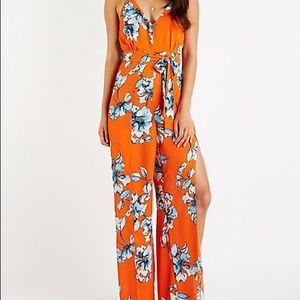 Floral split leg jumpsuit